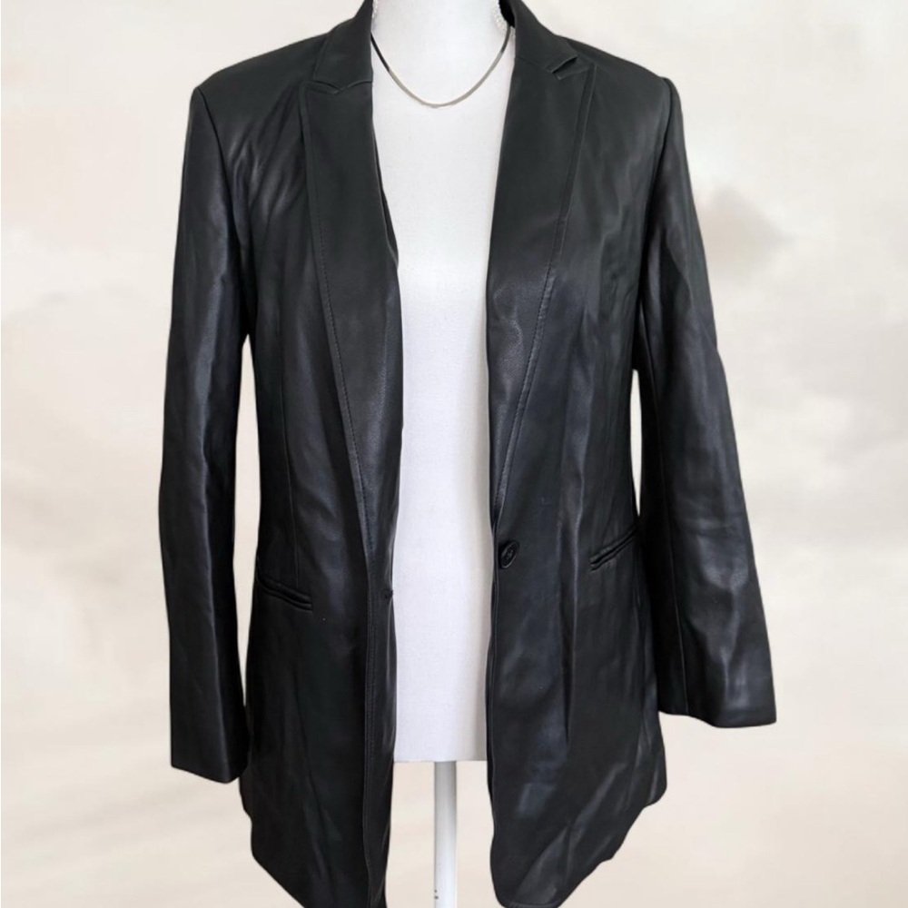 Express Black Leather Blazer Jacket